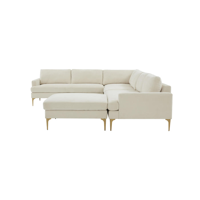 Serena Cream Velvet Large Chaise Sectional