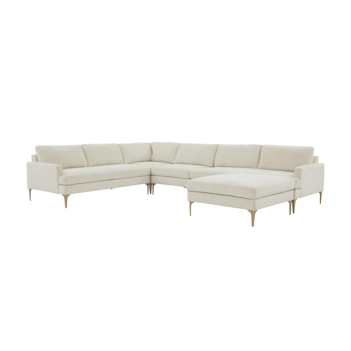 Serena Cream Velvet Large Chaise Sectional image