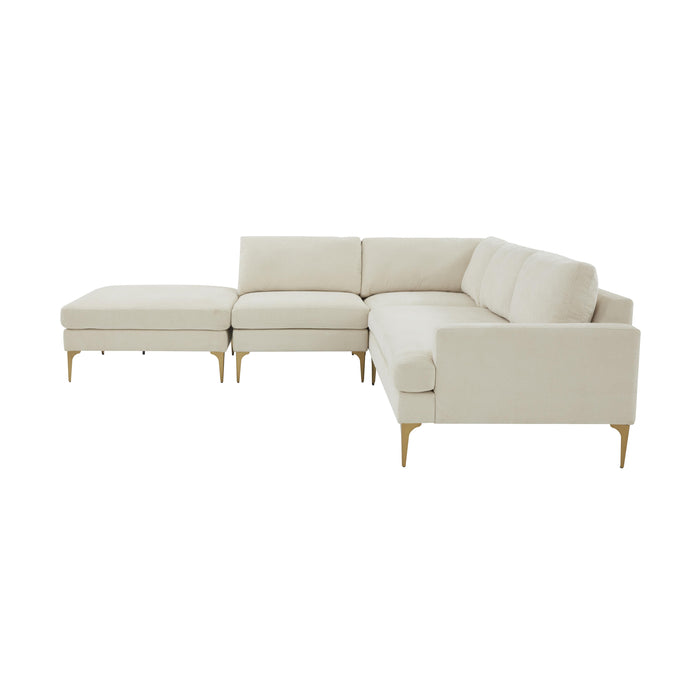 Serena Cream Velvet Large LAF Chaise Sectional