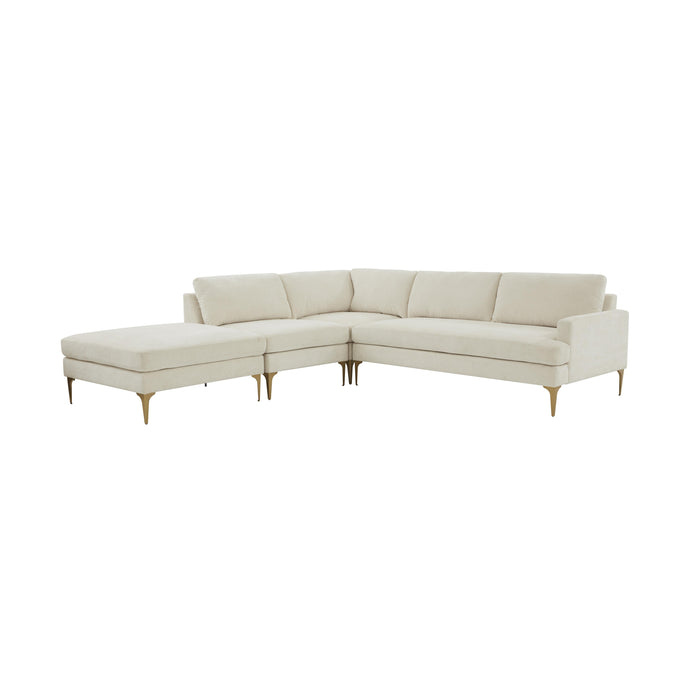 Serena Cream Velvet Large LAF Chaise Sectional image