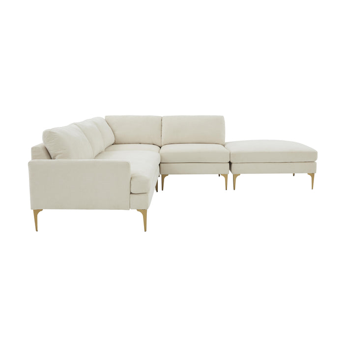 Serena Cream Velvet Large RAF Chaise Sectional