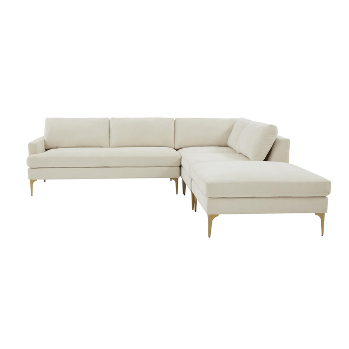 Serena Cream Velvet Large RAF Chaise Sectional