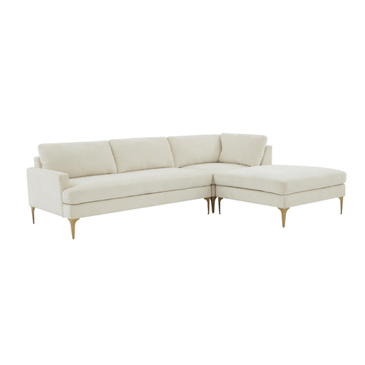 Serena Cream Velvet RAF Chaise Sectional image