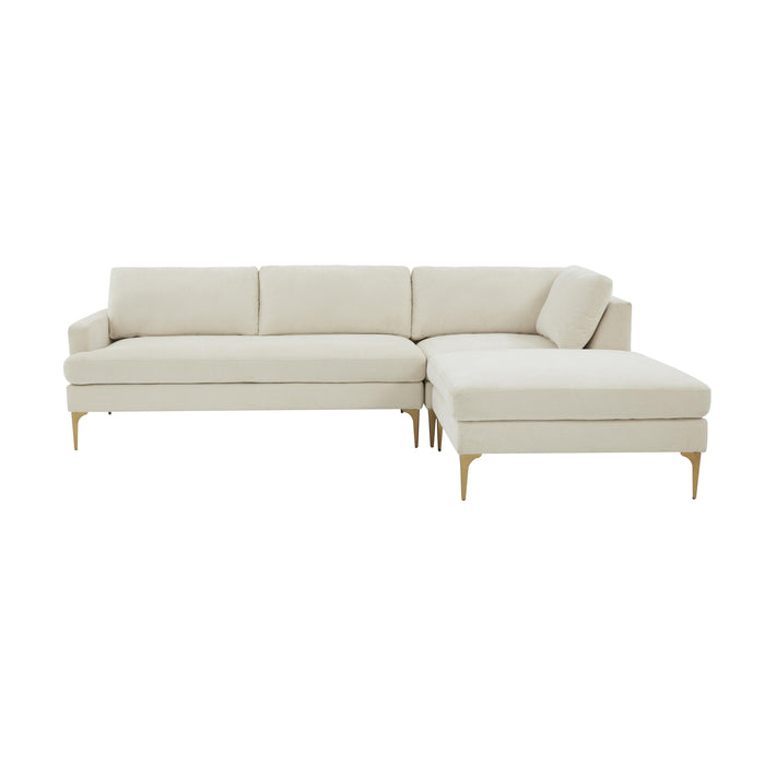 Serena Cream Velvet RAF Chaise Sectional