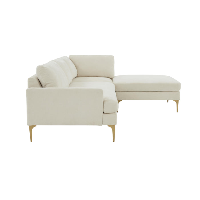 Serena Cream Velvet RAF Chaise Sectional