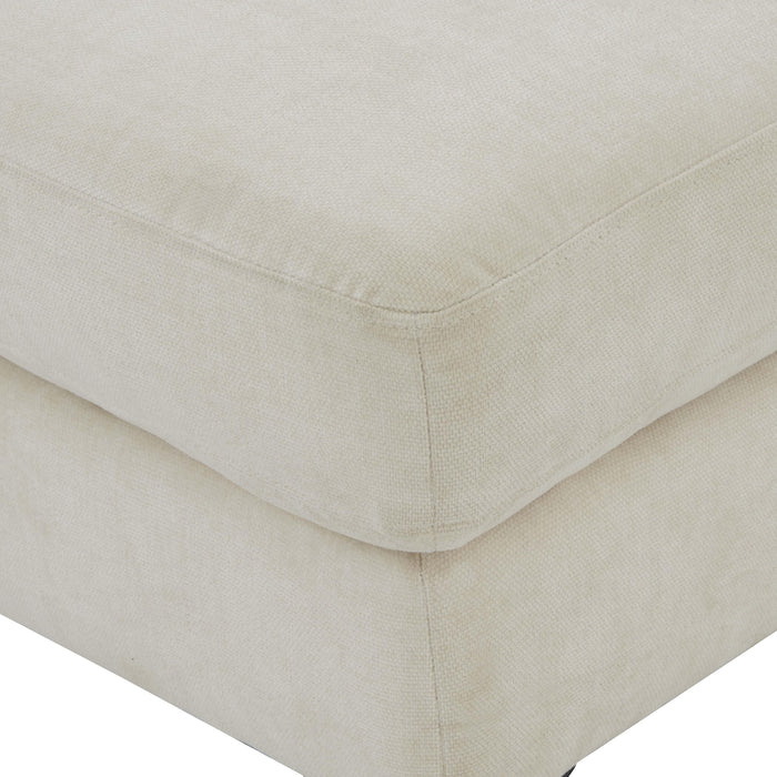 Serena Cream Velvet Ottoman with Black Legs