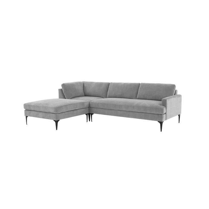 Serena Gray Velvet LAF Chaise Sectional with Black Legs image