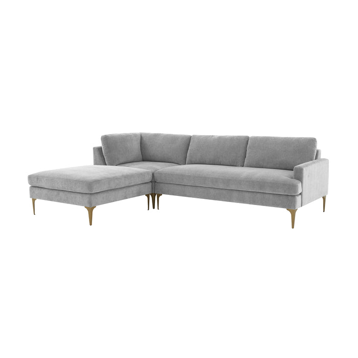 Serena Gray Velvet LAF Chaise Sectional image