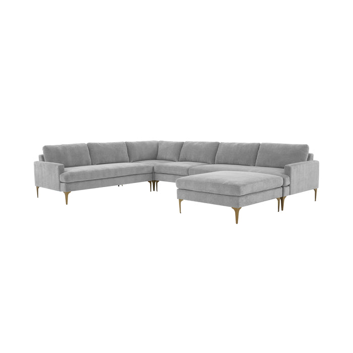 Serena Gray Velvet Large Chaise Sectional image