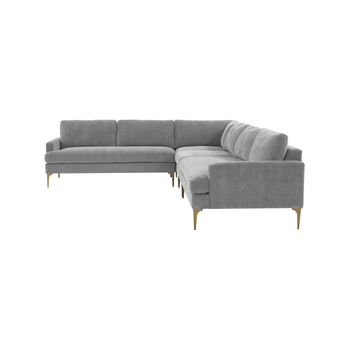 Serena Gray Velvet Large L-Sectional