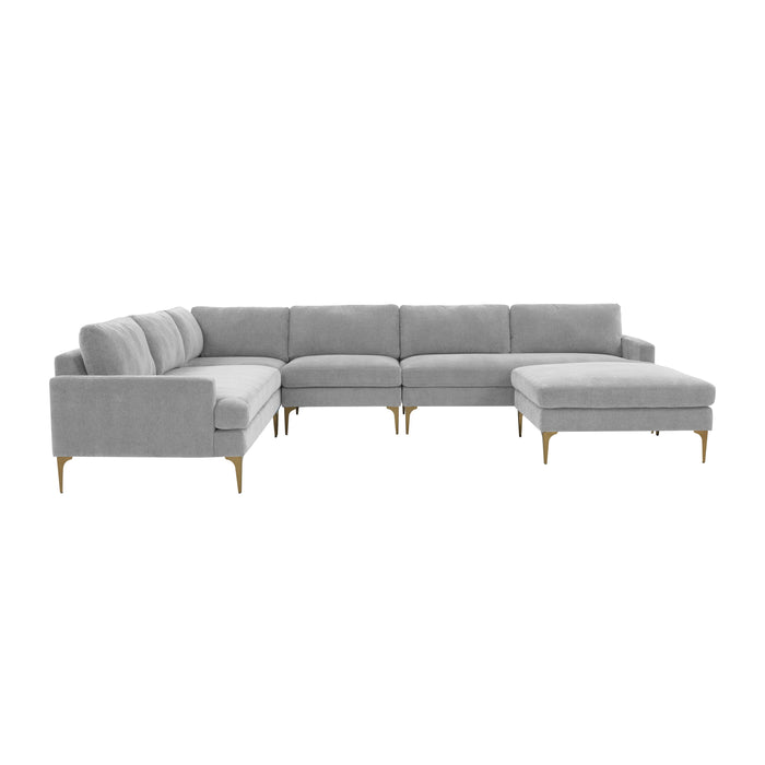 Serena Gray Velvet Large Chaise Sectional