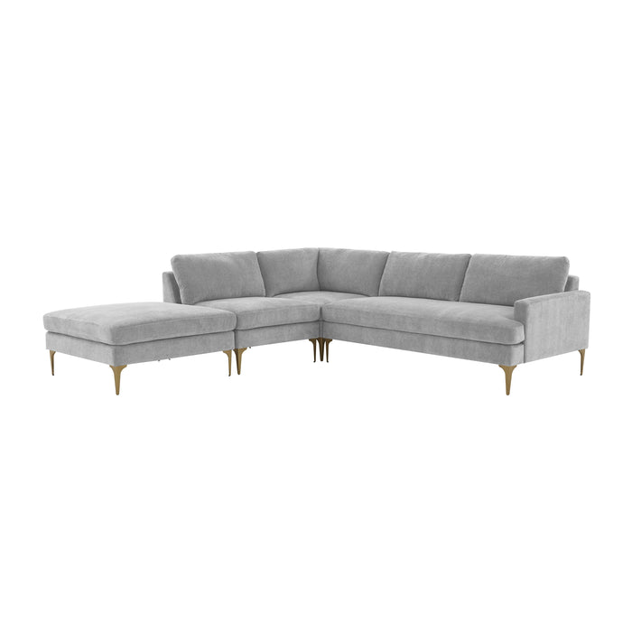 Serena Gray Velvet Large LAF Chaise Sectional image