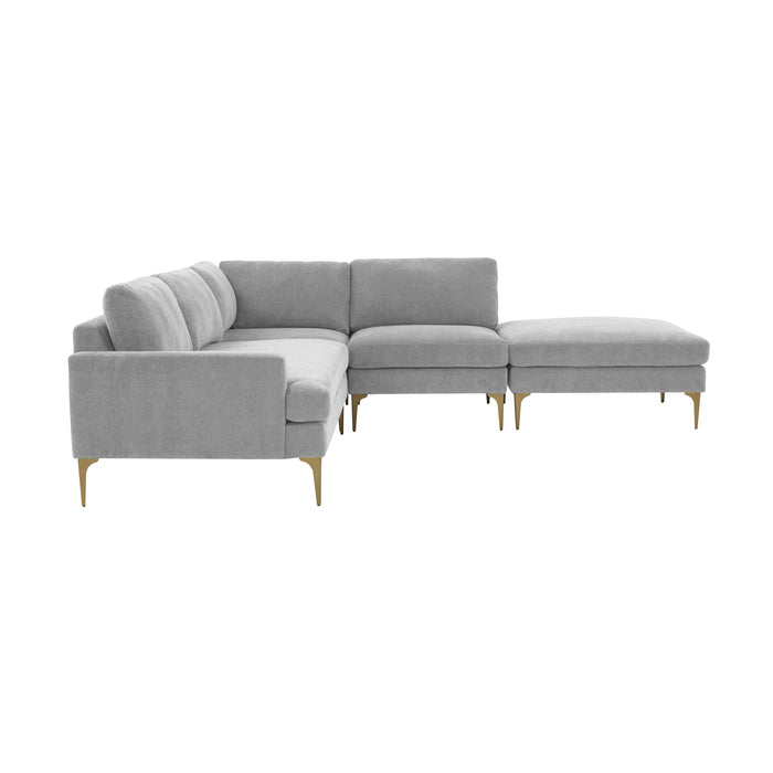 Serena Gray Velvet Large RAF Chaise Sectional