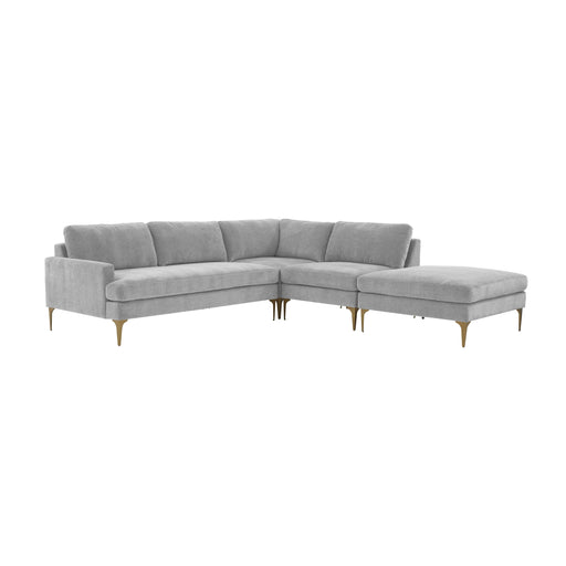 Serena Gray Velvet Large RAF Chaise Sectional image