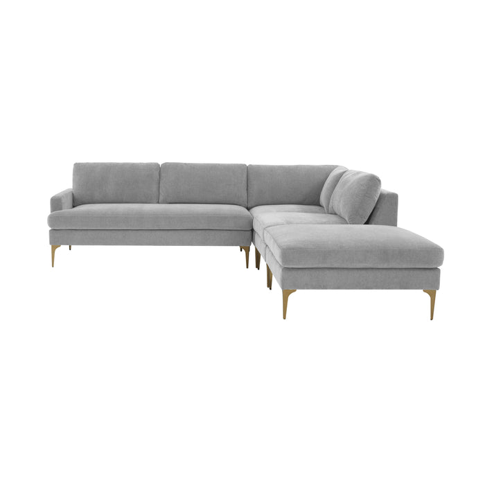 Serena Gray Velvet Large RAF Chaise Sectional