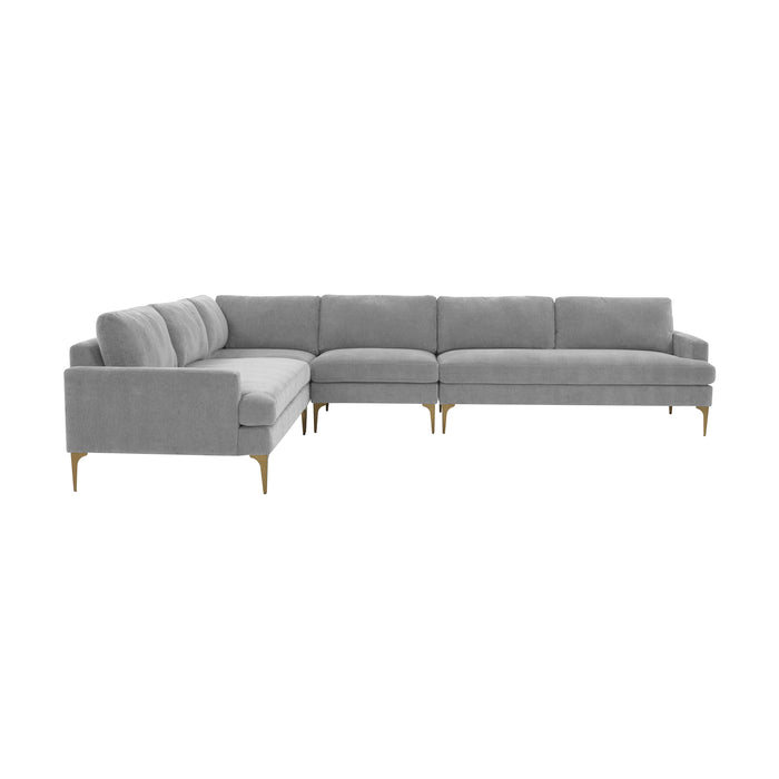 Serena Gray Velvet Large L-Sectional