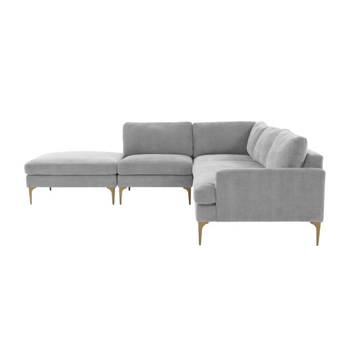 Serena Gray Velvet Large LAF Chaise Sectional