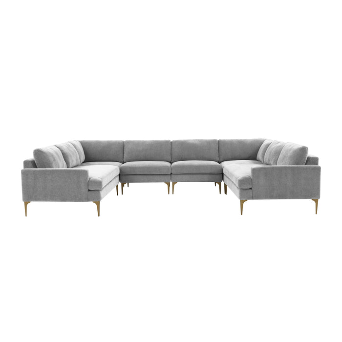 Serena Gray Velvet U-Sectional