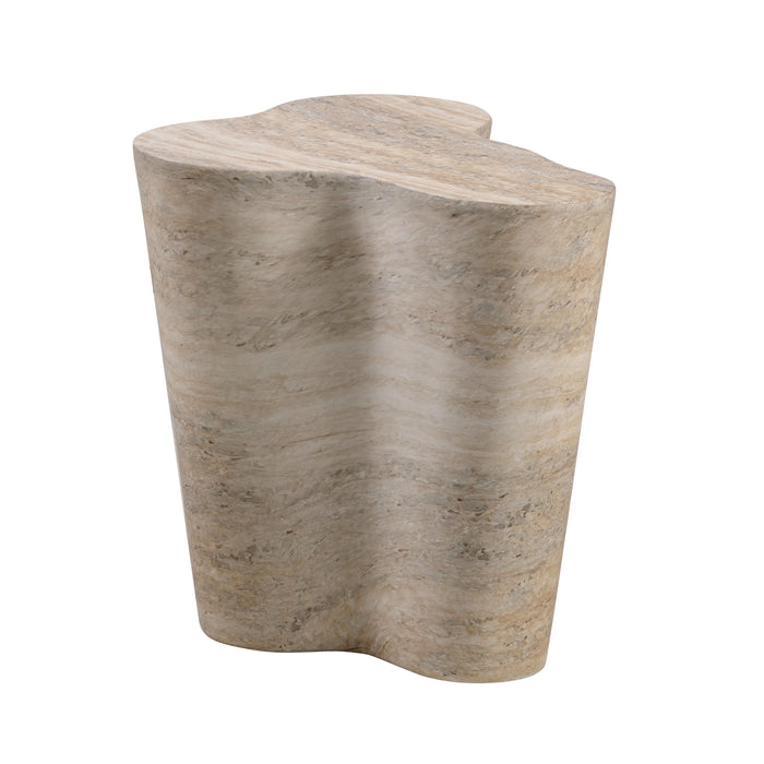 Slab Faux Travertine Short Side Table