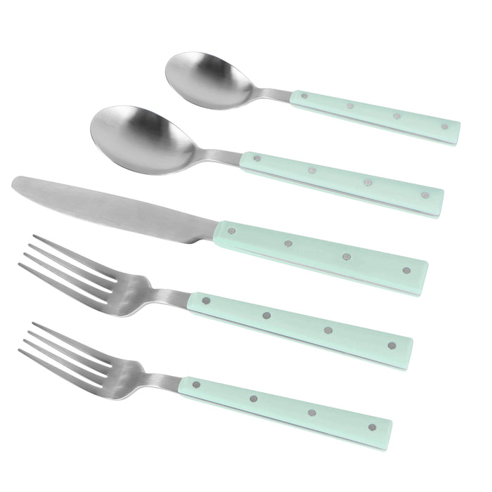 Soline Mint Green and Stainless Steel Flatware - Set of 20 Pieces