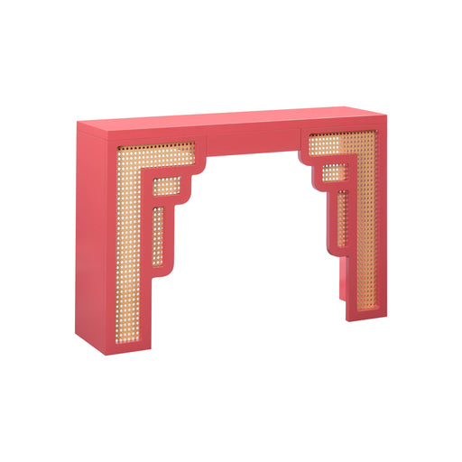 Suzie Coral Pink & Rattan Console Table image