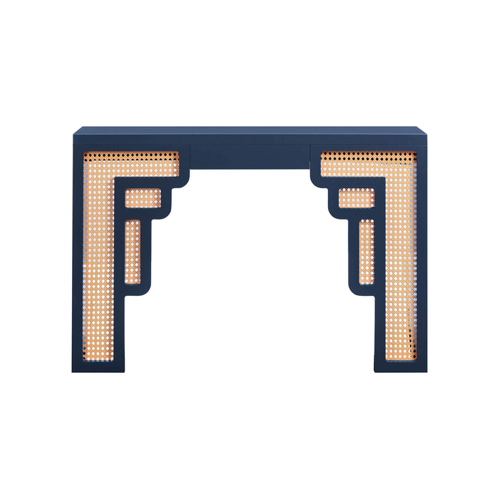 Suzie Navy & Rattan Console Table