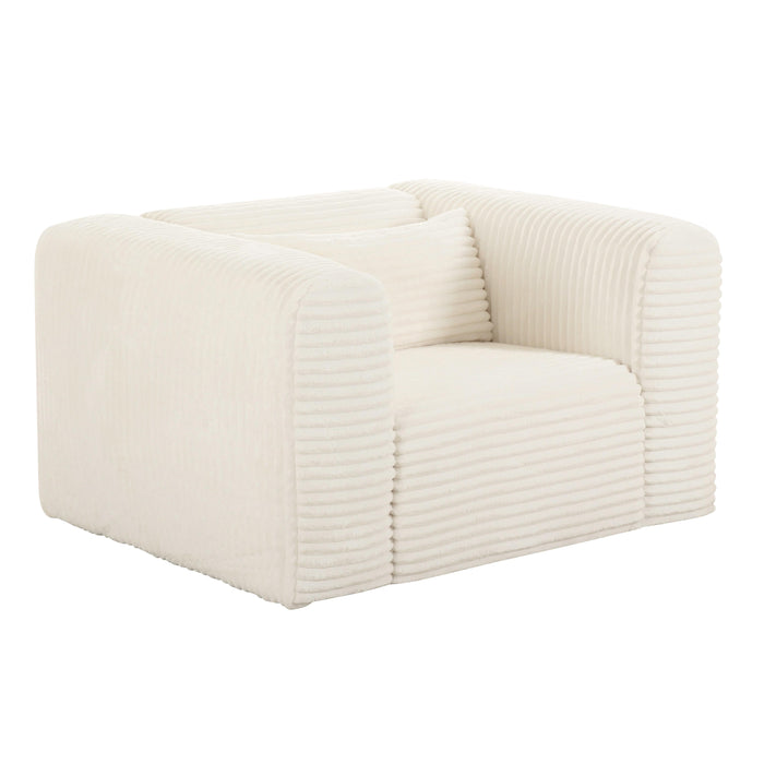 Tarra Fluffy Oversized Cream Corduroy Armchair image