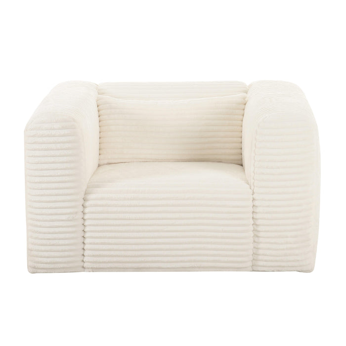 Tarra Fluffy Oversized Cream Corduroy Armchair