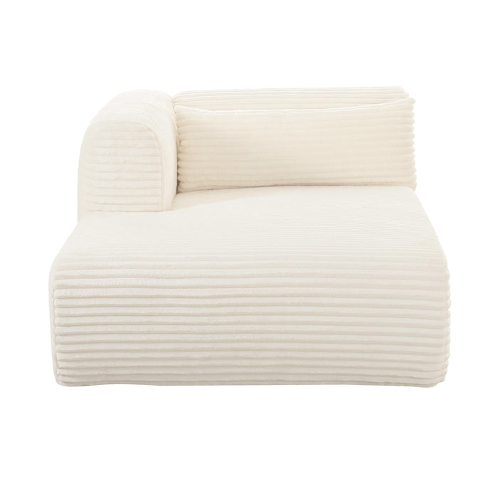 Tarra Fluffy Oversized Cream Corduroy Modular LAF Chaise