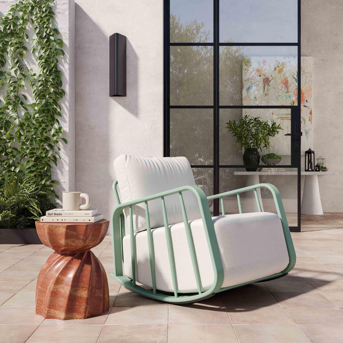 Violette Mint Green and Cream Outdoor Rocking Chair