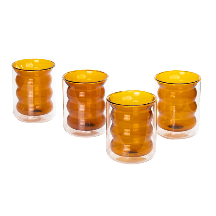 Waves Amber Water Glass - Set of 4