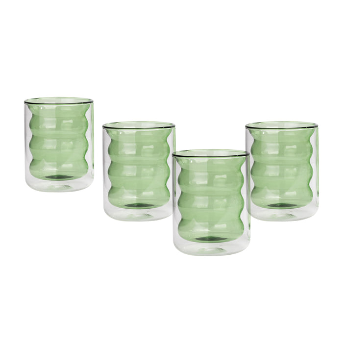 Waves Green Water Glass - Set of 4