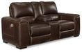 Alessandro Power Reclining Loveseat with Console - Yulissa Home Furnishings (NJ)