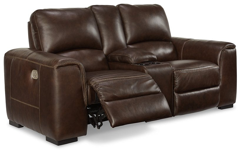 Alessandro Power Reclining Loveseat with Console - Yulissa Home Furnishings (NJ)