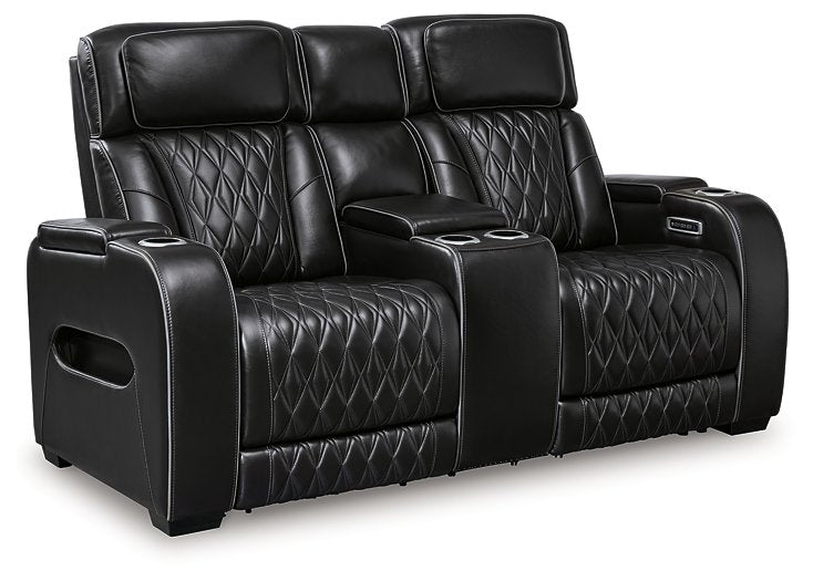 Boyington Power Reclining Loveseat with Console - Yulissa Home Furnishings (NJ)