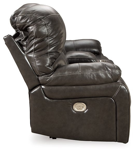 Hallstrung Power Reclining Loveseat with Console - Yulissa Home Furnishings (NJ)