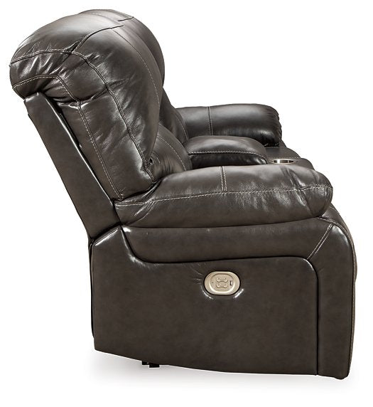 Hallstrung Power Reclining Loveseat with Console - Yulissa Home Furnishings (NJ)