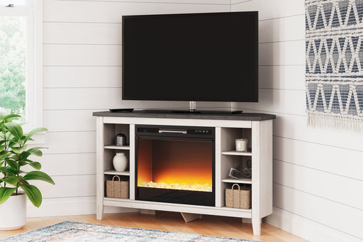 Dorrinson Corner TV Stand with Electric Fireplace - Yulissa Home Furnishings (NJ)