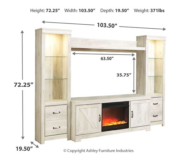 Bellaby 4-Piece Entertainment Center with Fireplace - Yulissa Home Furnishings (NJ)