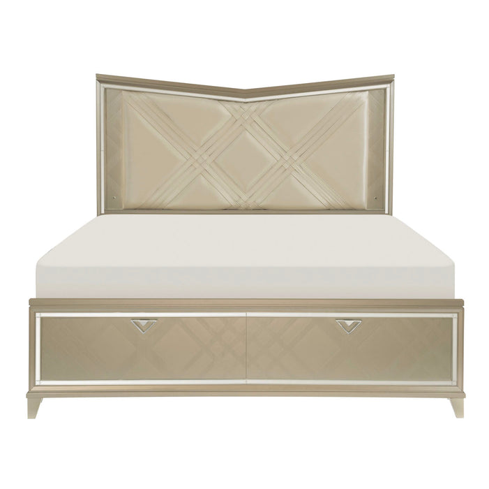 Bijou Queen Platform Bed with LED Lighting and Footboard Storage