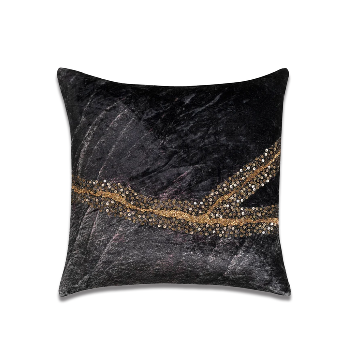 Bella Charcoal Gold Digital Pillow PI00021