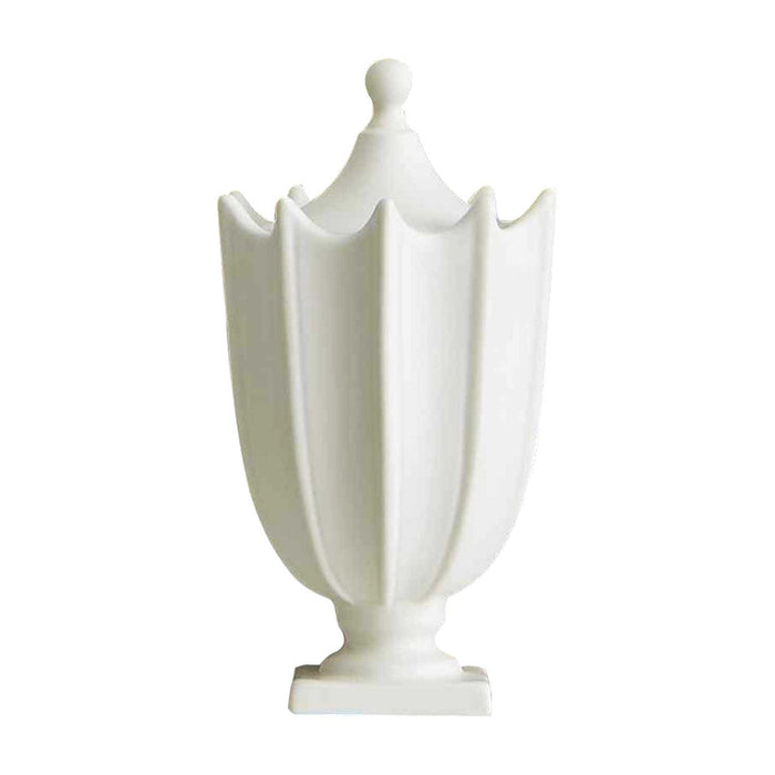 CRENULATED URN - MATTE WHITE MINI