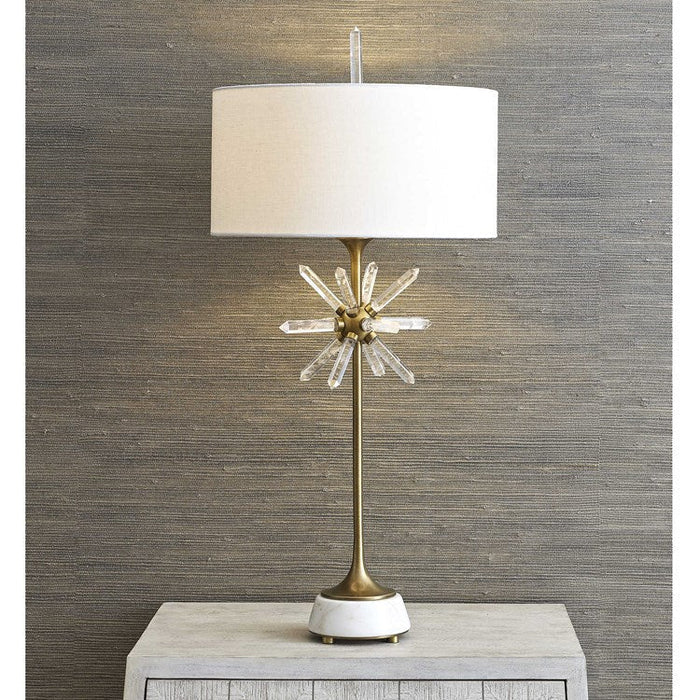 STAR QUARTZ TABLE LAMP - ANTIQUE BRASS