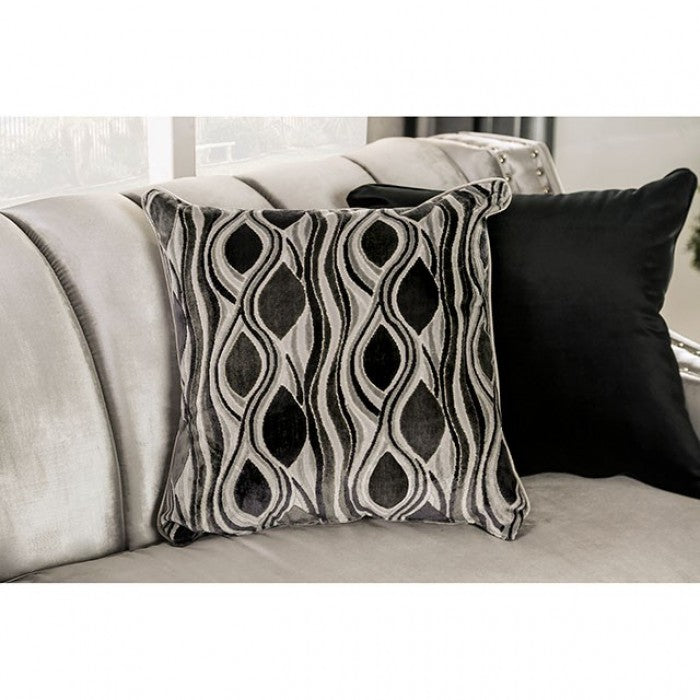 Silver Tufted Sofa